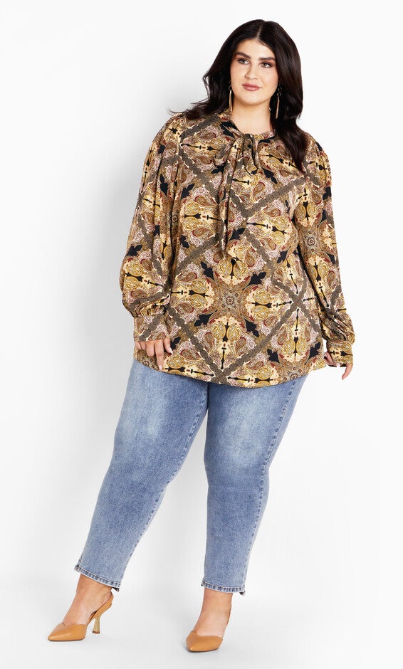 Lucille Print Shirt - paisley mirage, BROWN, alternate image number 3