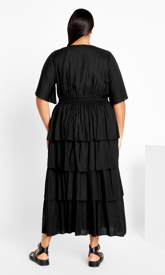 Ana Tie Dress - black, BLACK, alternate image number null