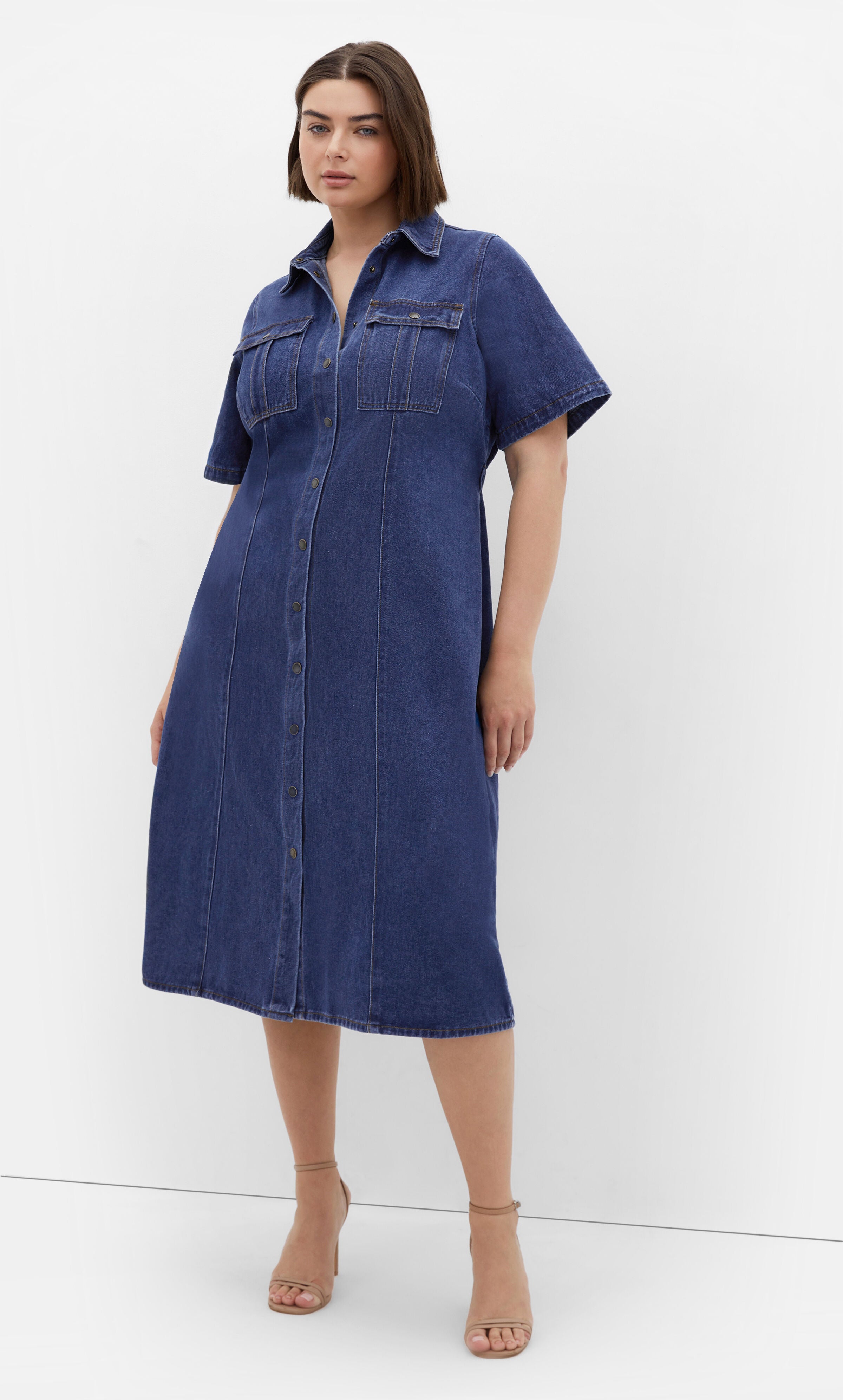 Jade Denim Dress - mid denim, BLUE, hi-res image number 0