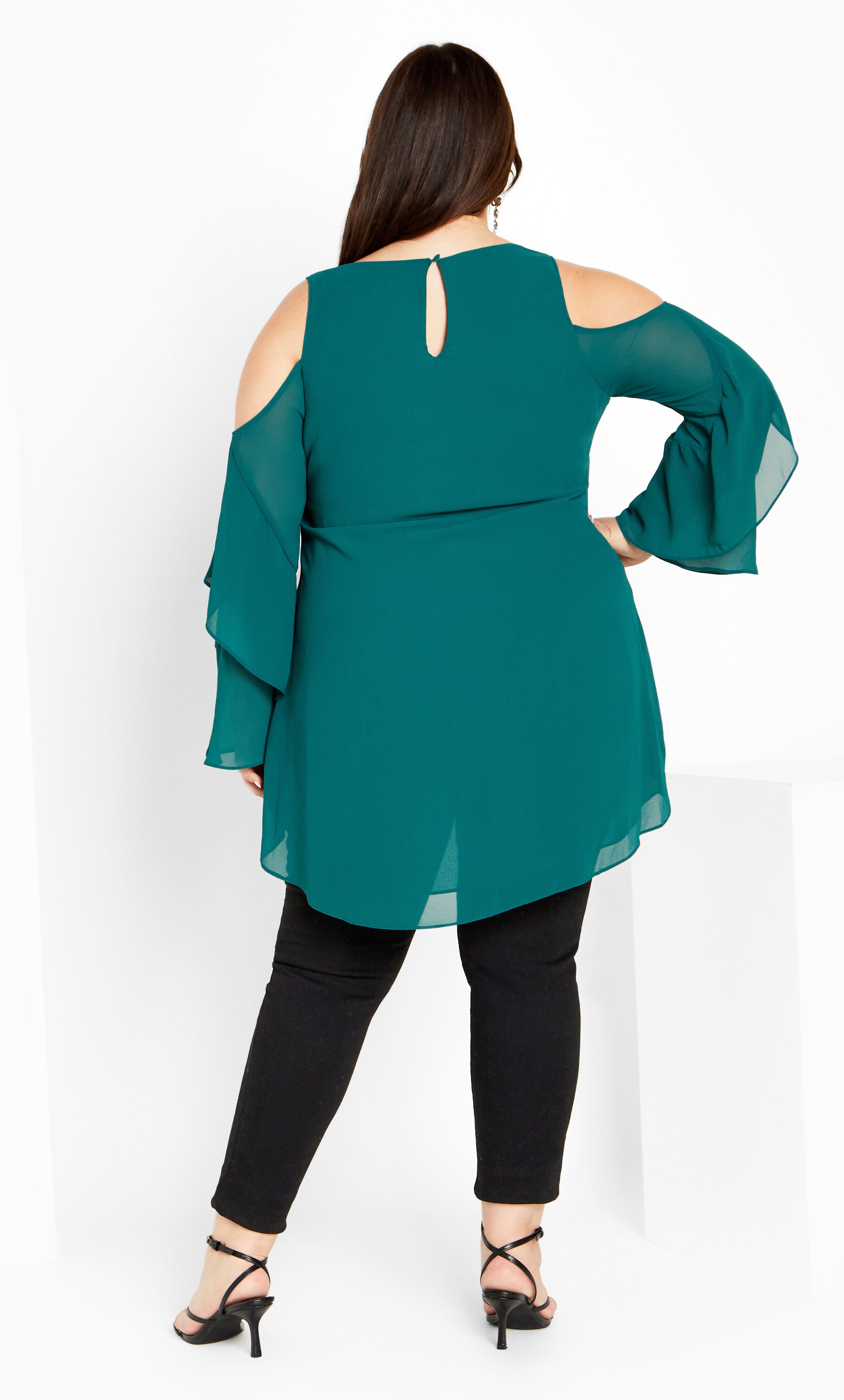 Hi Lo Cold Shoulder Top - alpine, ALPINE, alternate image number 2