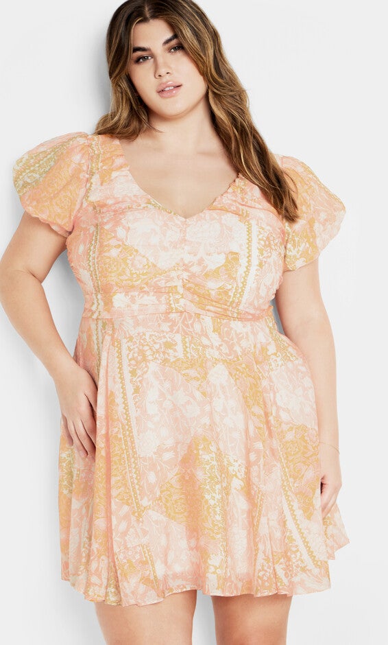 Marci Print Dress - sunkissed, PINK, hi-res image number 0