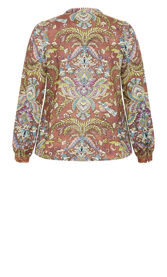 Mysteria Print Shirt - saddle, BROWN, alternate image number null
