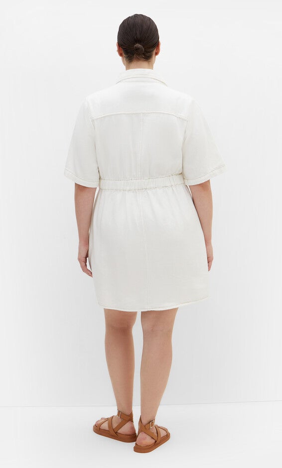 Liv Denim Dress - ivory denim, WHITE, alternate image number null