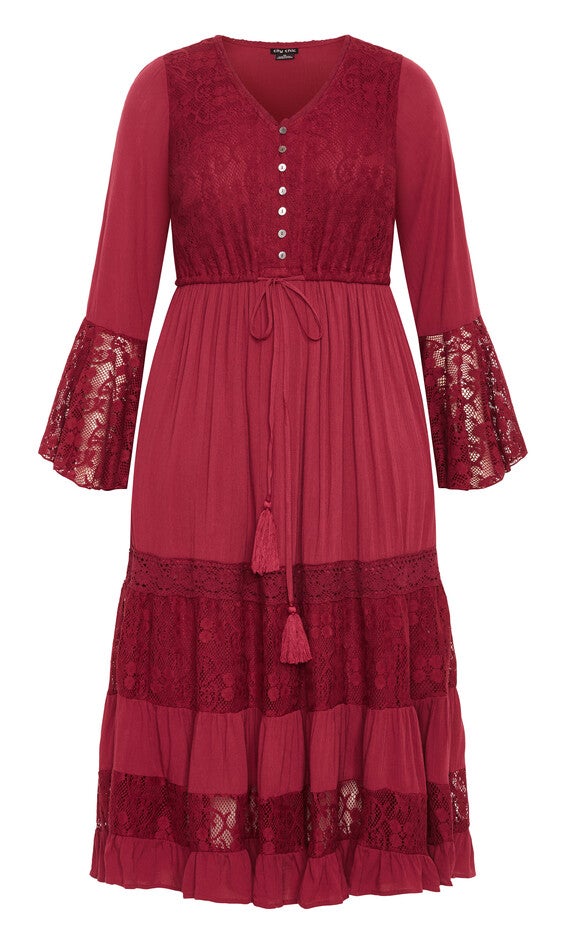 Tisha Lace Maxi Dress - shiraz, RED, alternate image number 3