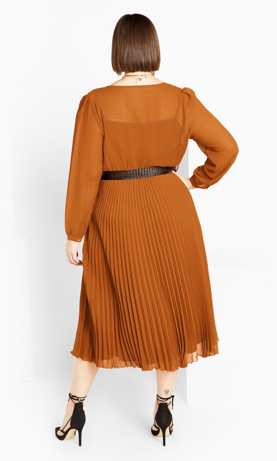 Precious Pleat Dress - caramel, CARAMEL, alternate image number 3