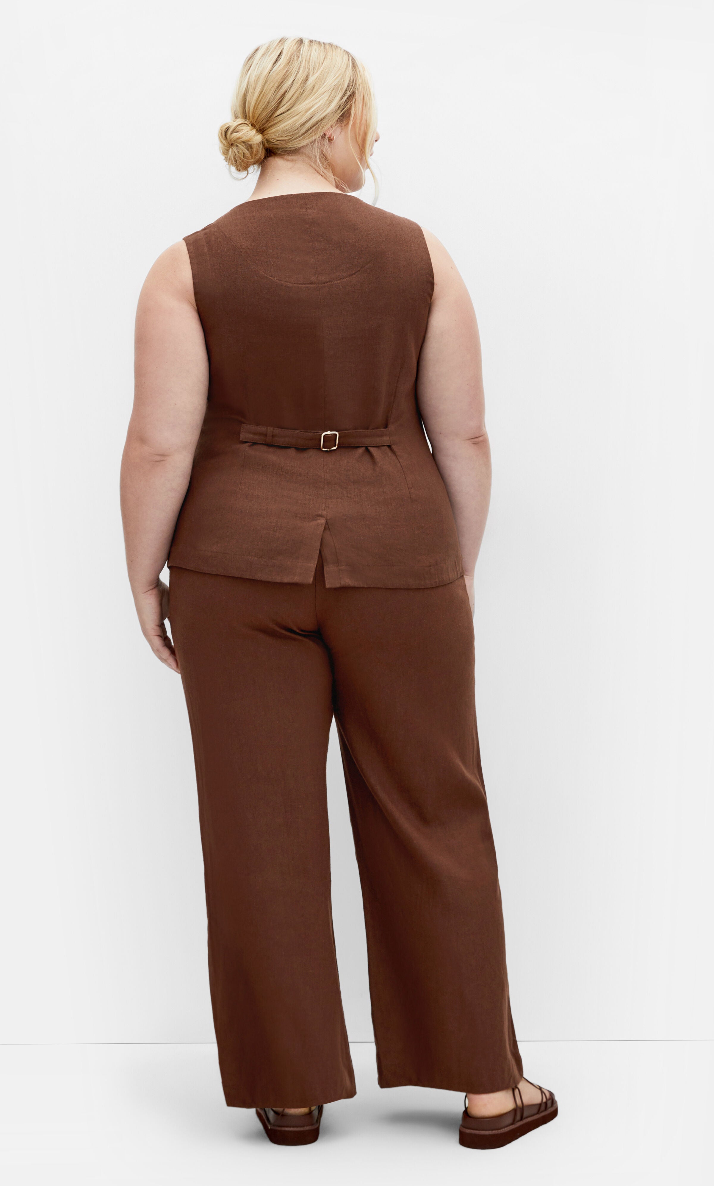 Vivien Linen Pant - chocolate, BROWN, alternate image number 1