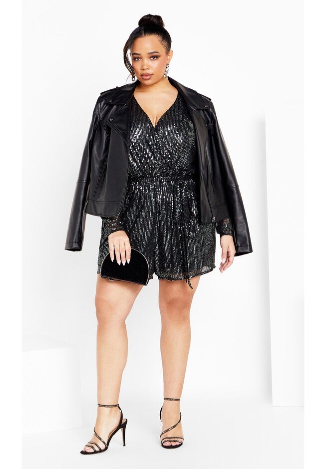 Sequin Playsuit - gunmetal, GRAY, hi-res image number 0