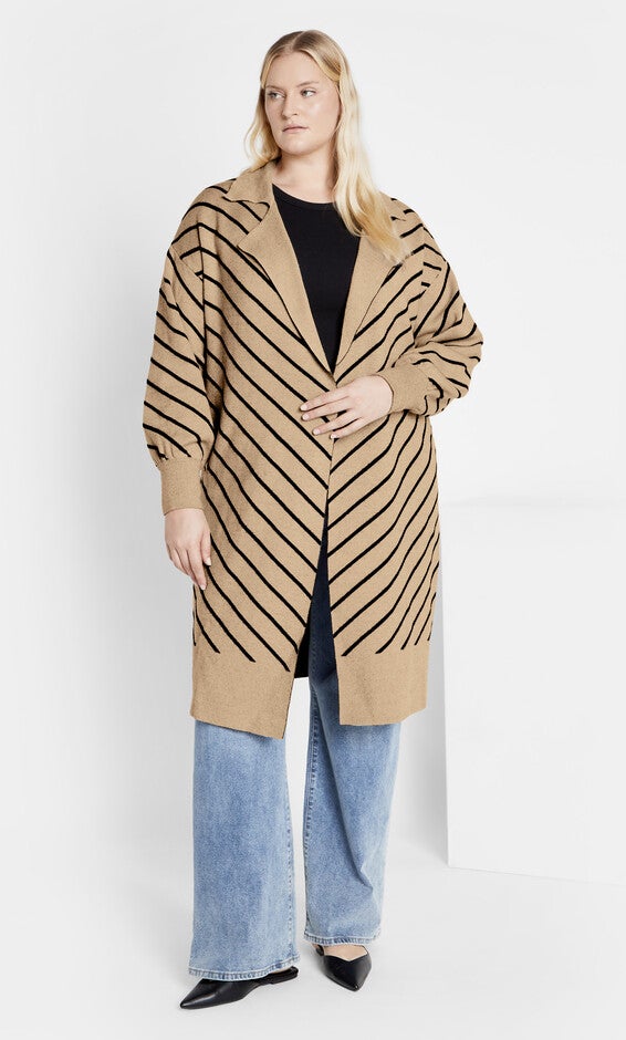 Stripe Ivy Cardigan - nougat, NOUGAT, alternate image number 1