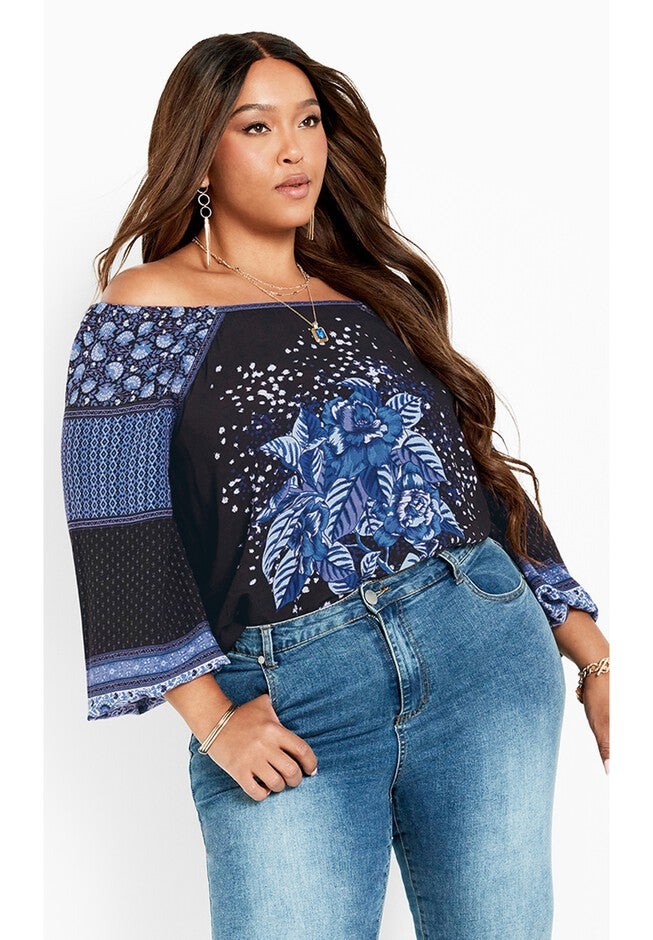 Nichola Scarf Print Top, BLUE, hi-res image number 0