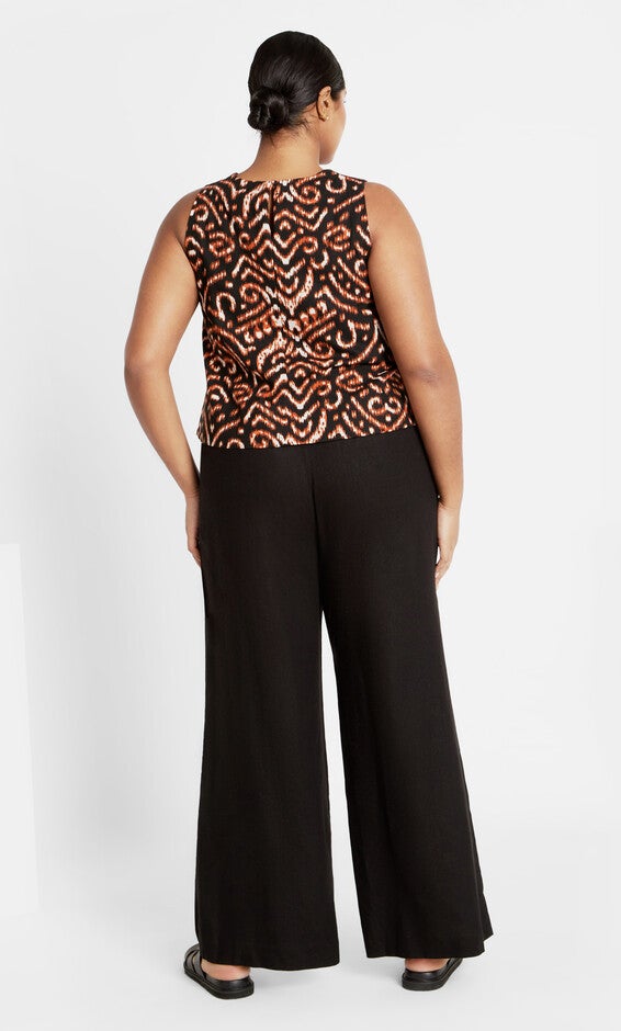 Amara Print Top - black, IKAT, alternate image number 2