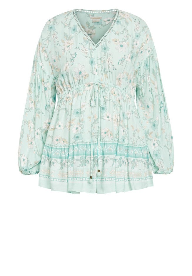 Spirited Floral Tunic - seafoam, GREEN, alternate image number null