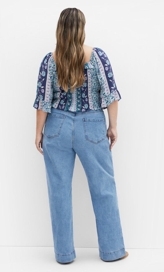 Samara Print Top - teal, BLUE, alternate image number 2