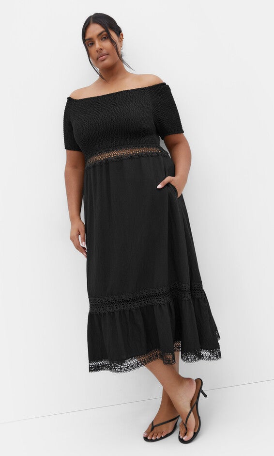 Aura Midi Dress - black, BLACK, hi-res image number 0