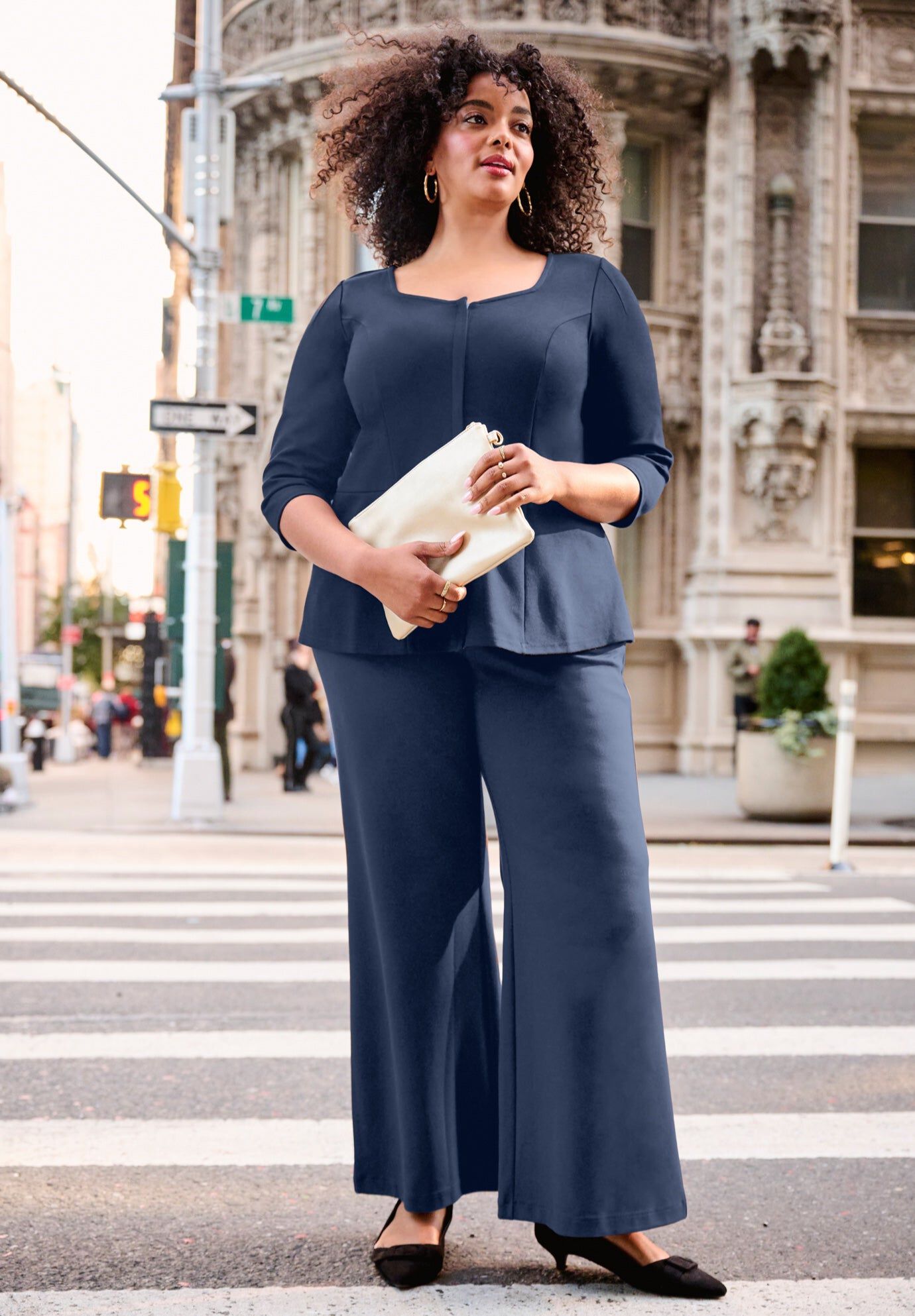 Ponte Wide Leg Pant, NAVY, hi-res image number 0