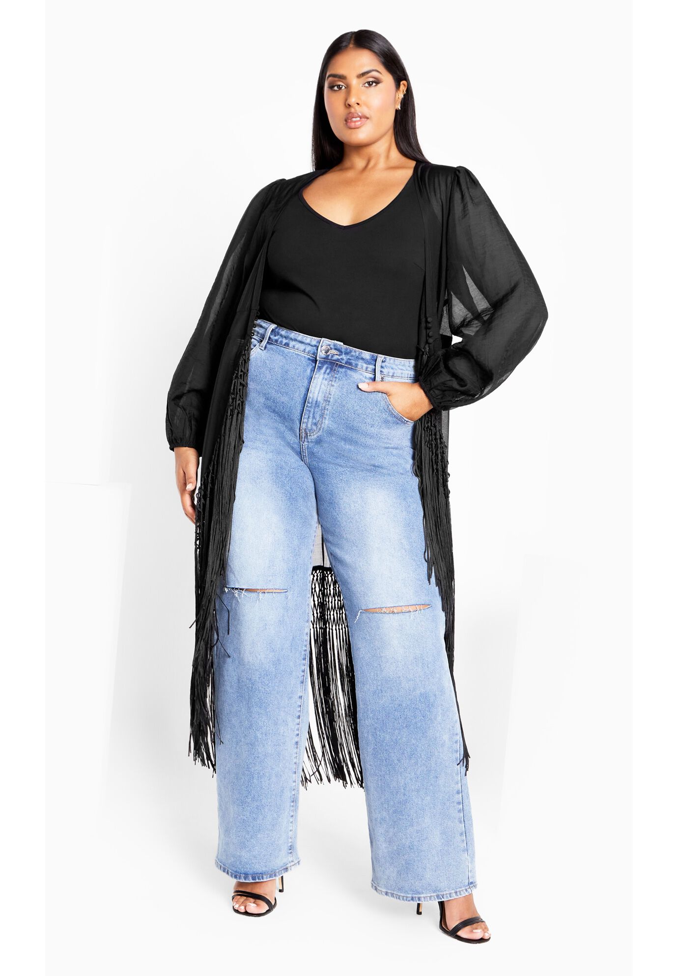 Calypso Fringe Jacket - black, BLACK, on-hover image number 1