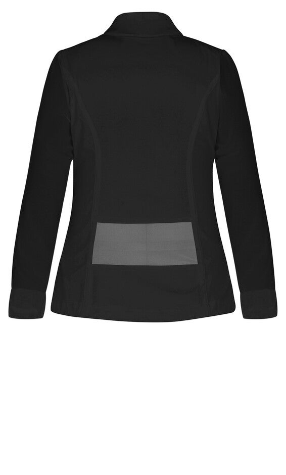 Drapey Sheer Chiffon Blazer Jacket - black, BLACK, alternate image number 6