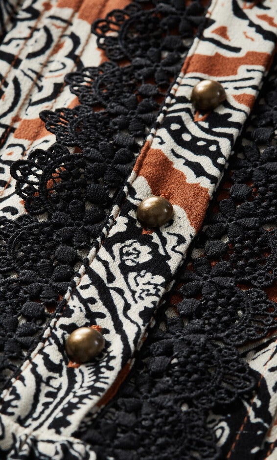 Camille Print Dress - caramel, BROWN, alternate image number 5