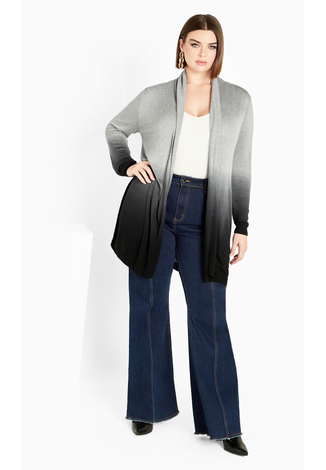 Mina Dip Dye Cardigan, GREY, alternate image number 6