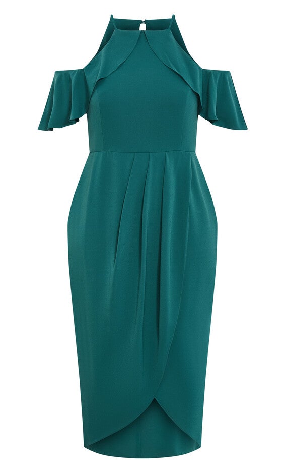 Love Siren Ruffle Shoulder Dress - forest green, GREEN, alternate image number 4