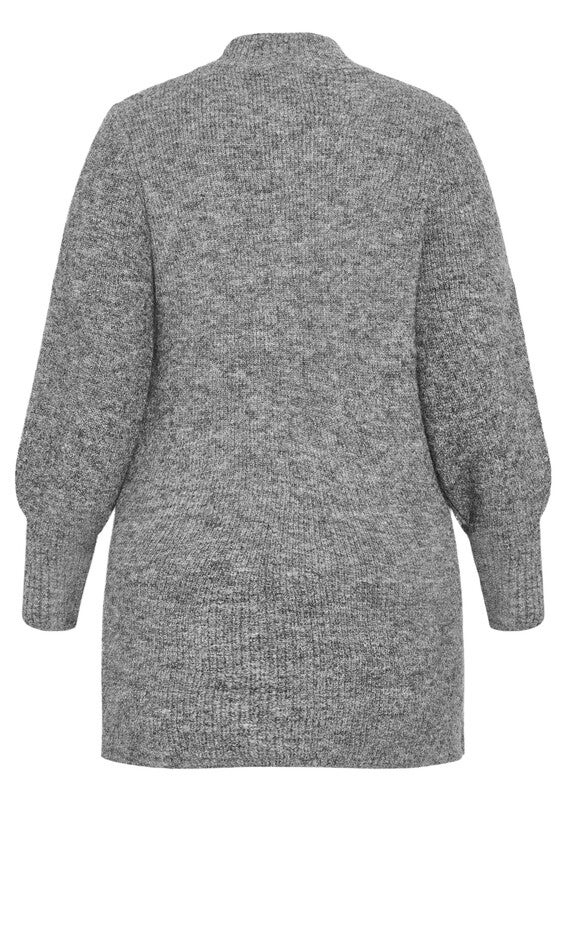 Longline Split Sweater - grey marle, GRAY, alternate image number null