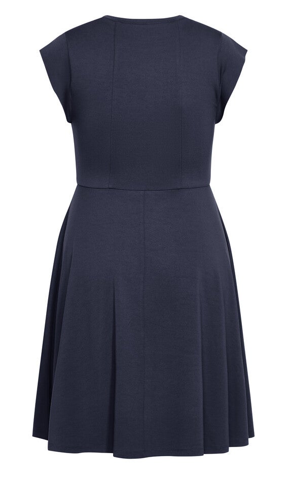 Frill Shoulder Dress - navy, BLUE, alternate image number 5