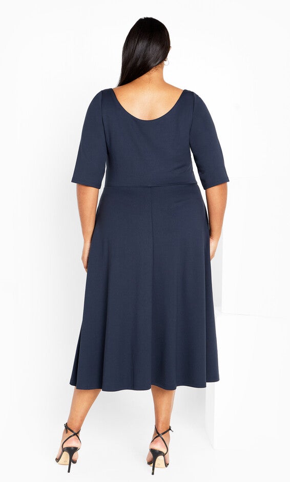 Cute Girl Elbow Sleeve Dress - navy, BLUE, alternate image number null