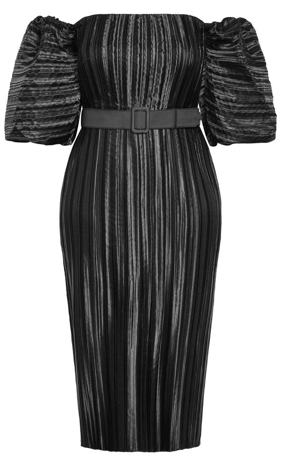 Krista Pleat Dress - black, BLACK, alternate image number null