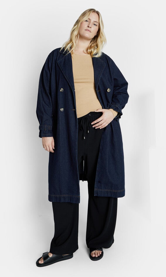 Laylo Trench Coat - dark denim, BLUE, alternate image number 1