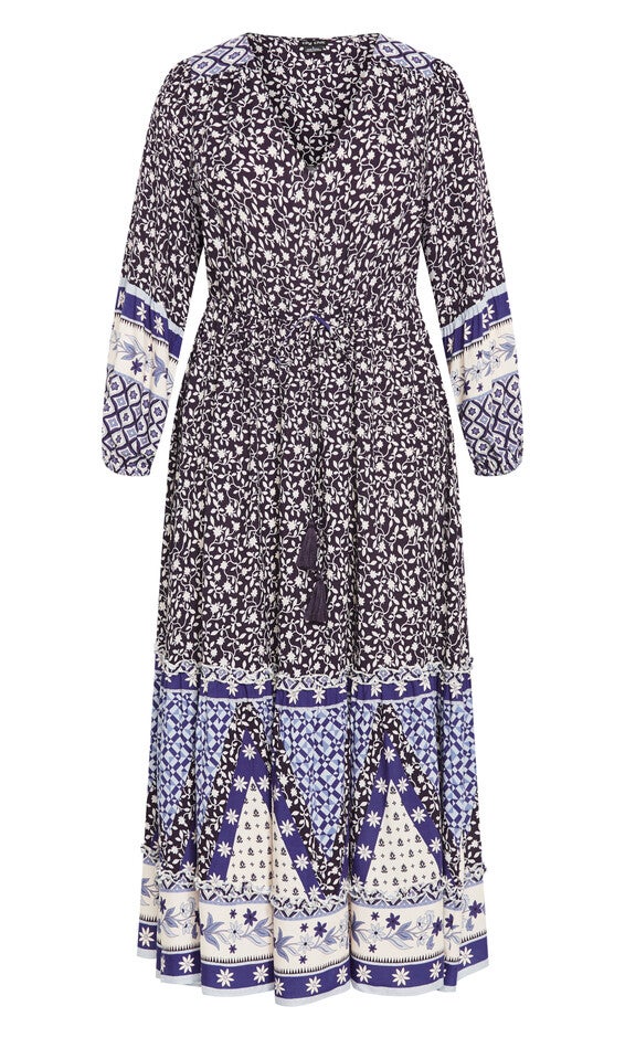 Faith Placement Maxi Dress - navy, BROWN, alternate image number null
