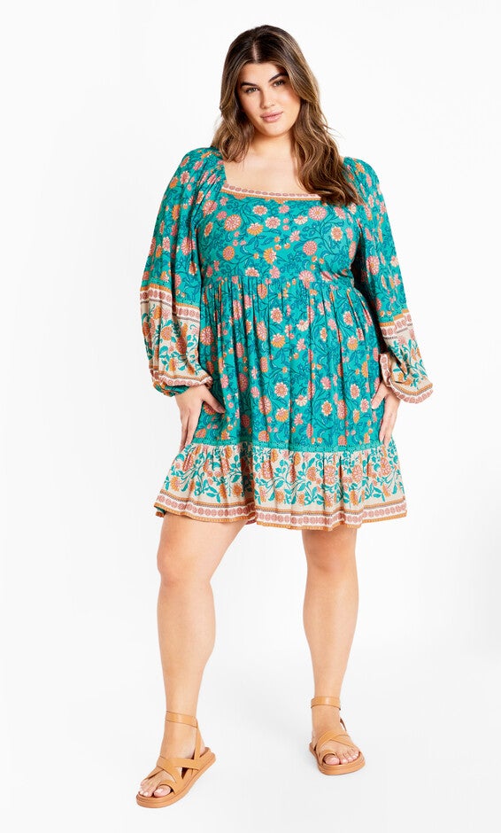 Aurora Mini Dress - gardenia, TURQUOISE, alternate image number 4