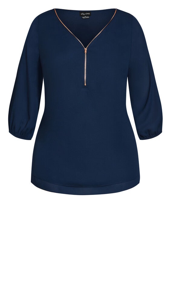 Sexy Fling Elbow Sleeve Top - navy, BLUE, alternate image number null