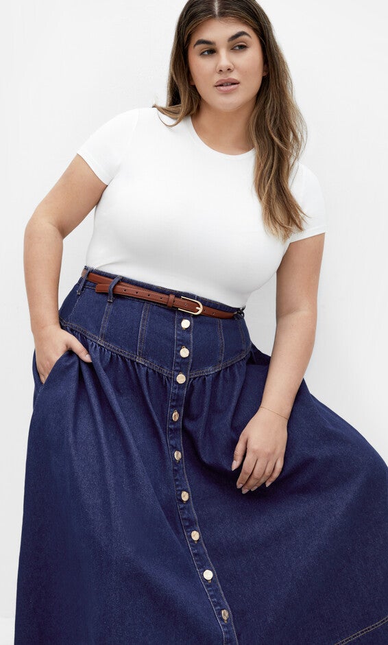 Ari Denim Skirt - dark denim, BLUE, alternate image number 2