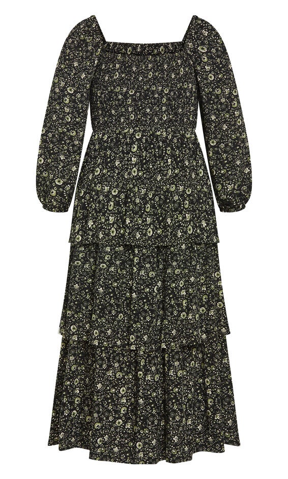 Dahlia Tiered Maxi Dress - olive, GREEN, alternate image number null