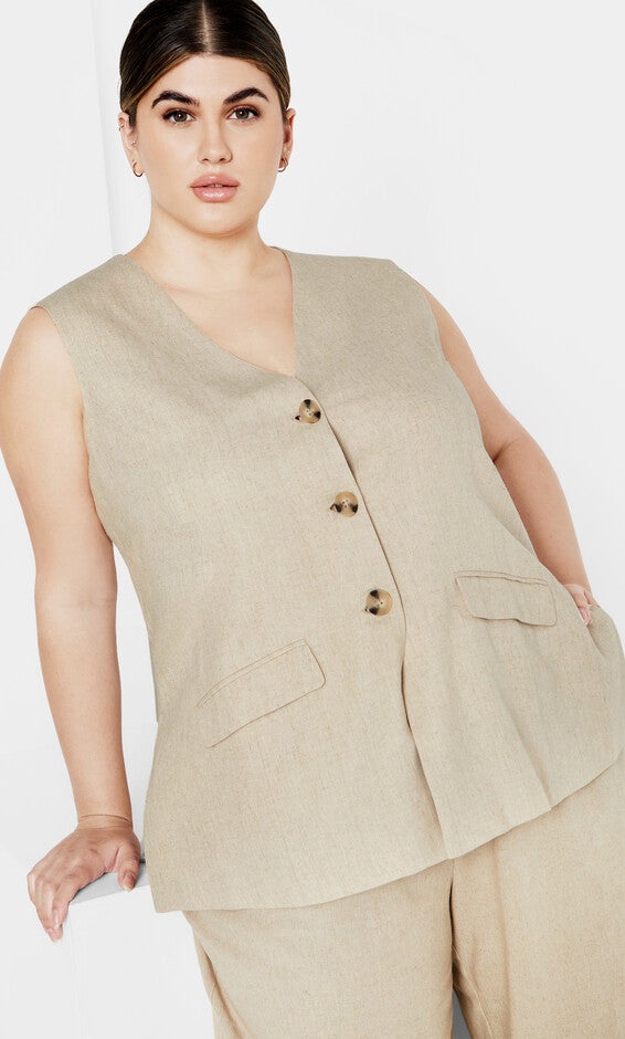 Nala Sleeveless Jacket - stone, STONE, hi-res image number null