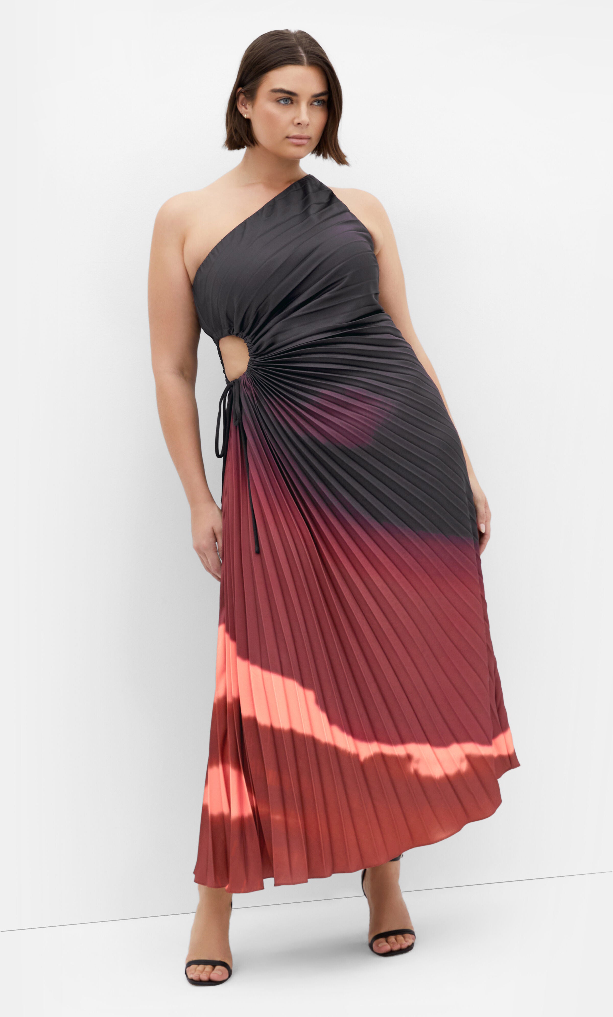Aliza Print Pleat Maxi Dress - sienna, RED, hi-res image number 0