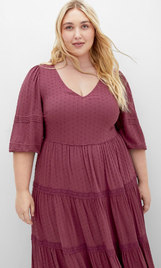 Arielle Lace Maxi Dress - blackberry, RED, alternate image number null