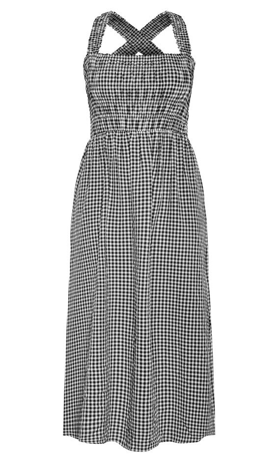 Cute Gingham Maxi Dress - black, BLACK, alternate image number 5