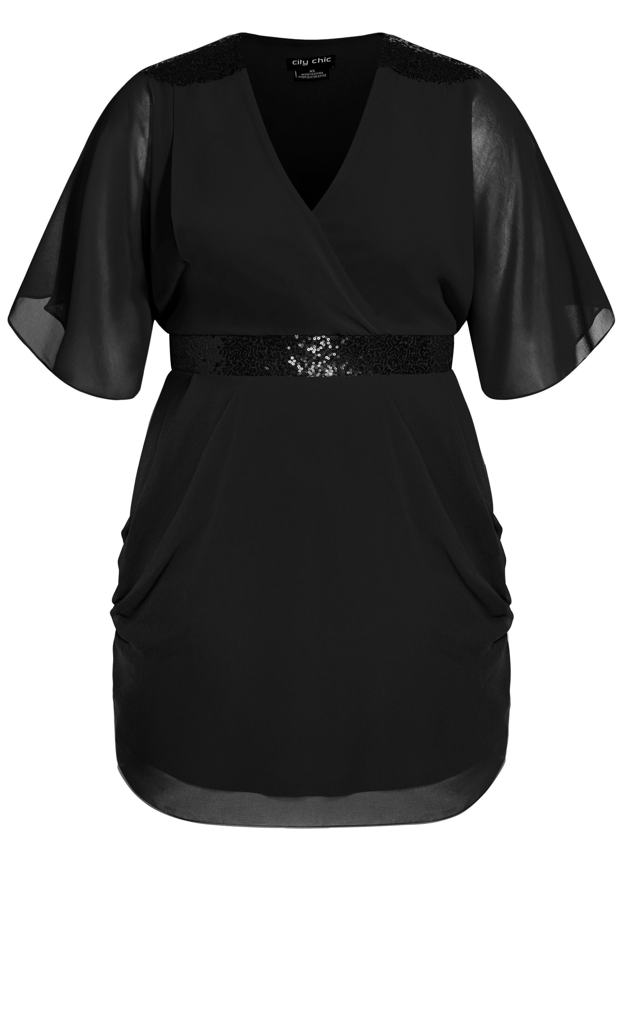 Sequin Wrap Dress - black, BLACK, alternate image number 3
