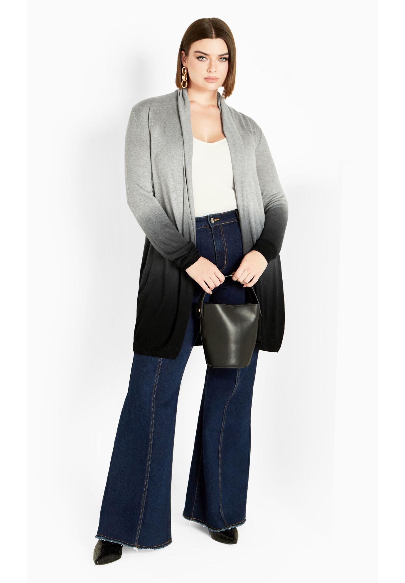 Mina Dip Dye Cardigan, GREY, alternate image number 4