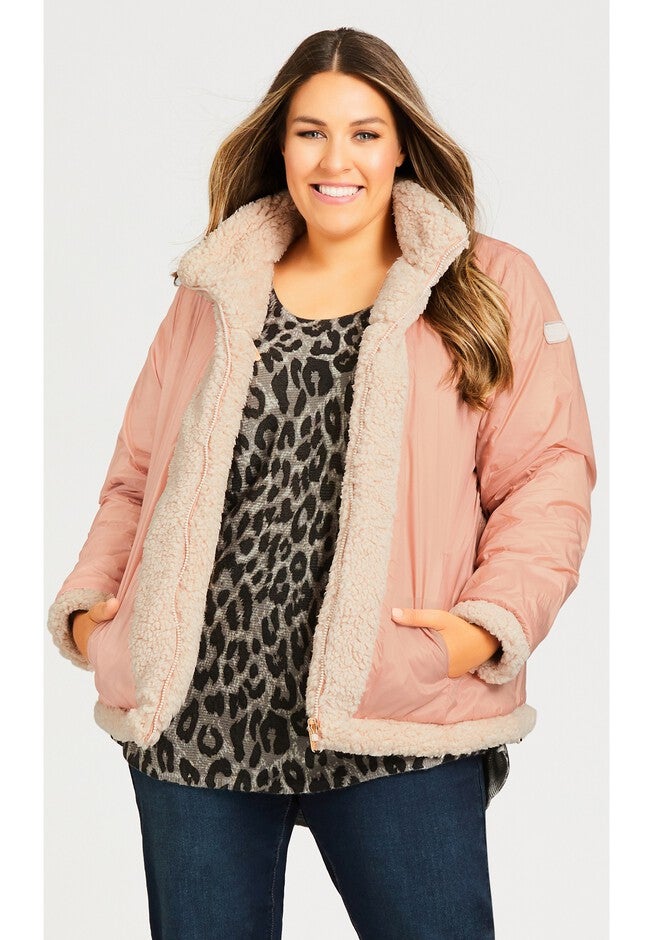 Sketchers Cozy Fleece Reversible Jacket, PINK, alternate image number null