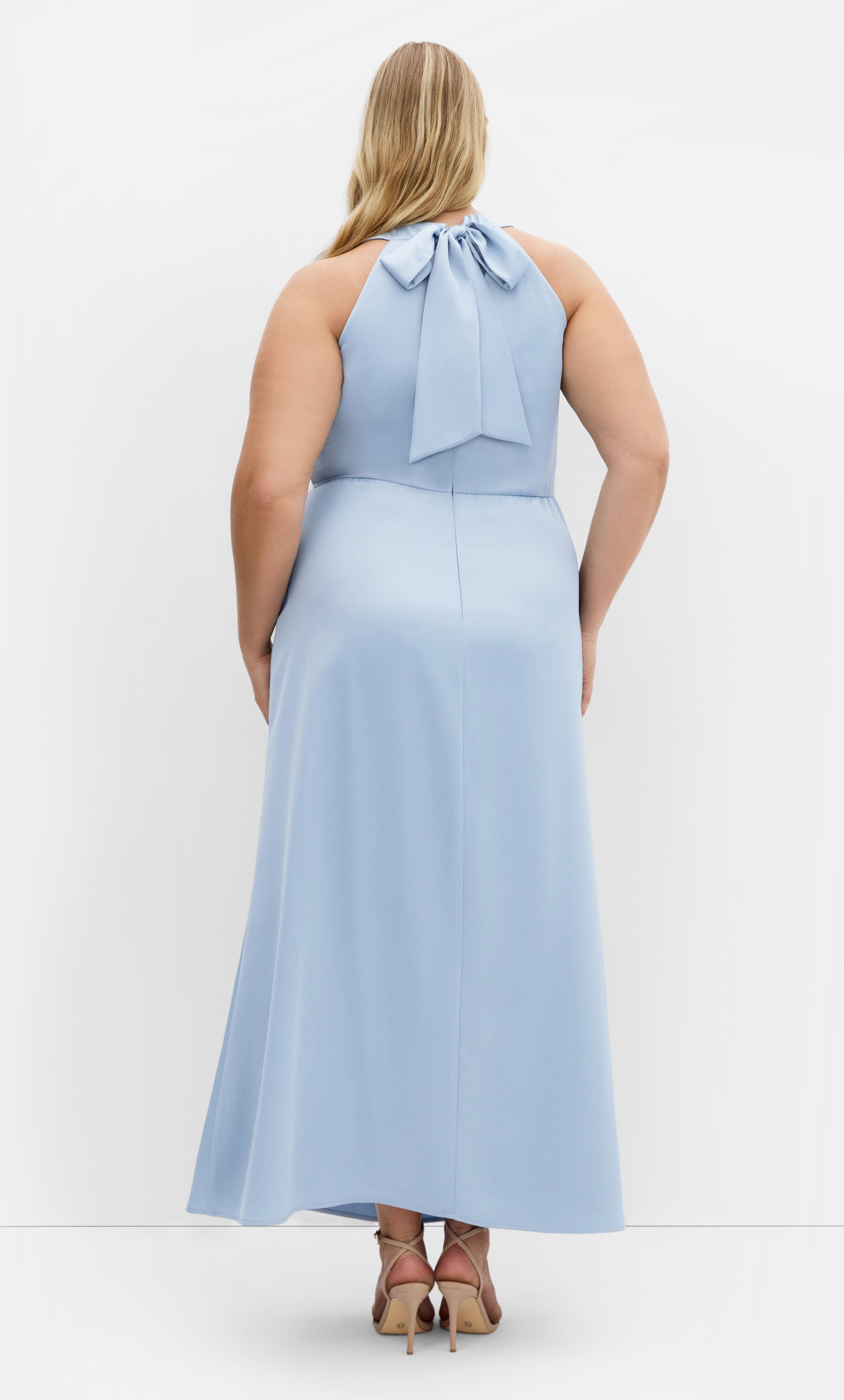 Celina Halter Maxi Dress - dusty blue, BLUE, alternate image number 3