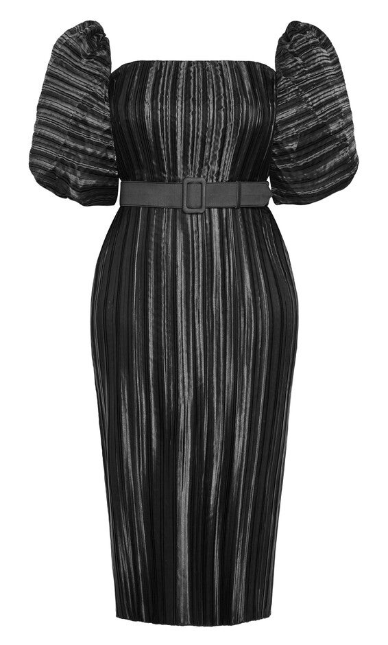 Krista Pleat Dress - black, BLACK, alternate image number null