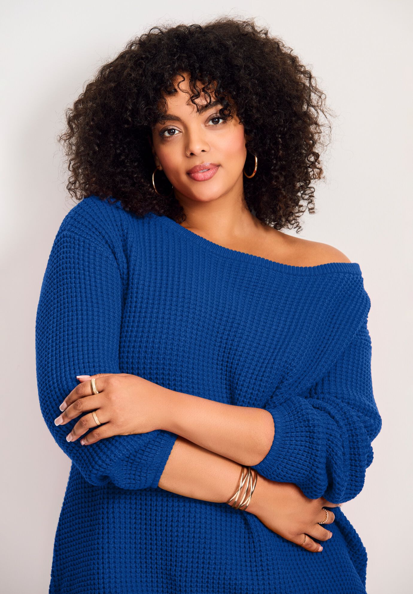 Waffle Stitch Pullover Sweater, DARK SAPPHIRE, alternate image number 2
