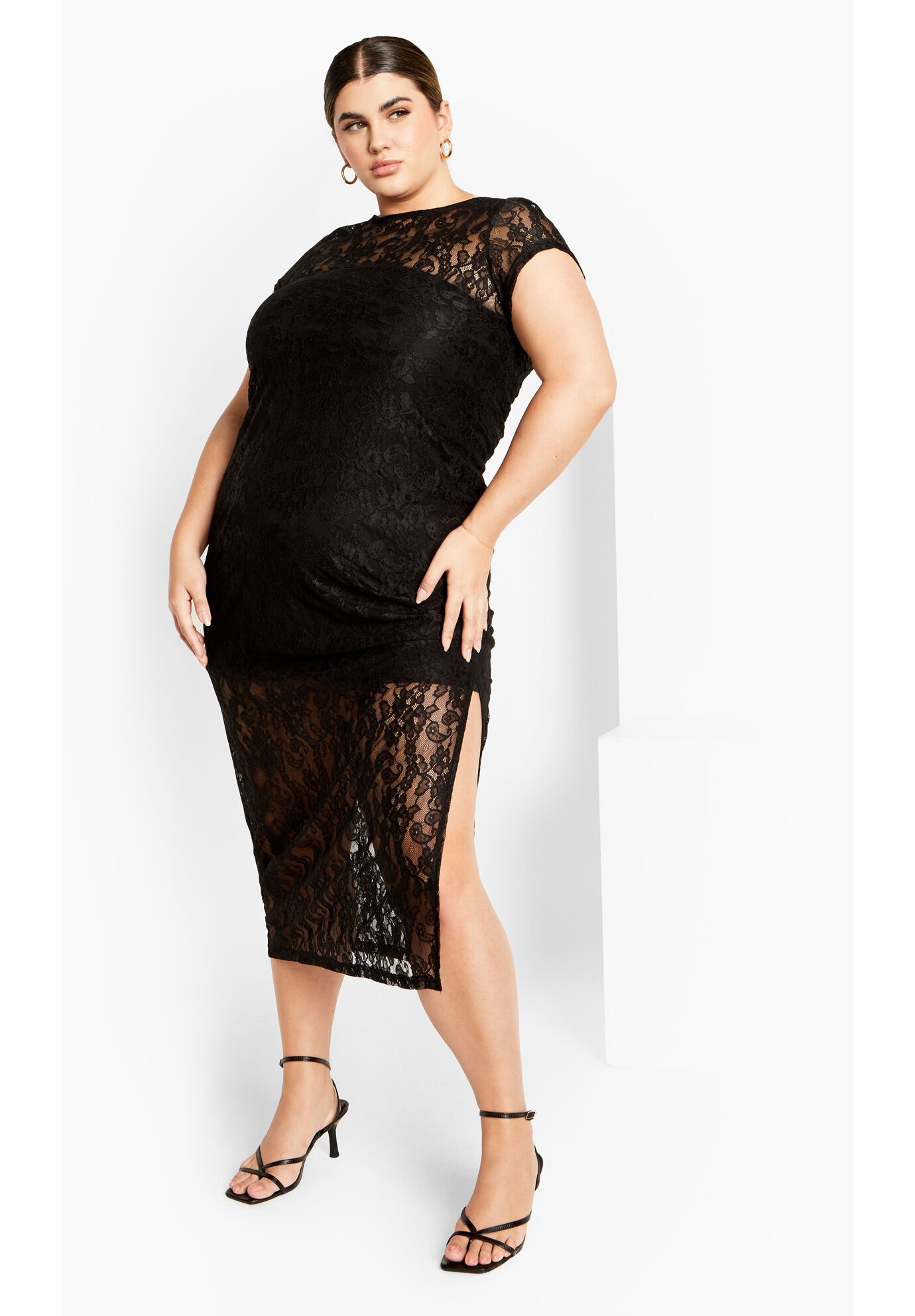 Cassie Lace Maxi Dress - black, BLACK, alternate image number 3