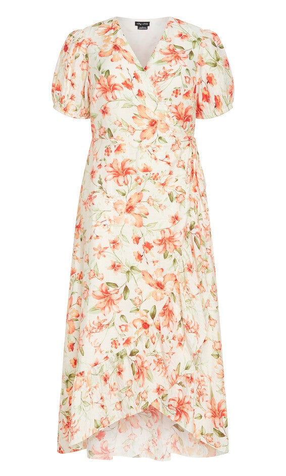 Sarina Print Dress - ivory, ORANGE, alternate image number null