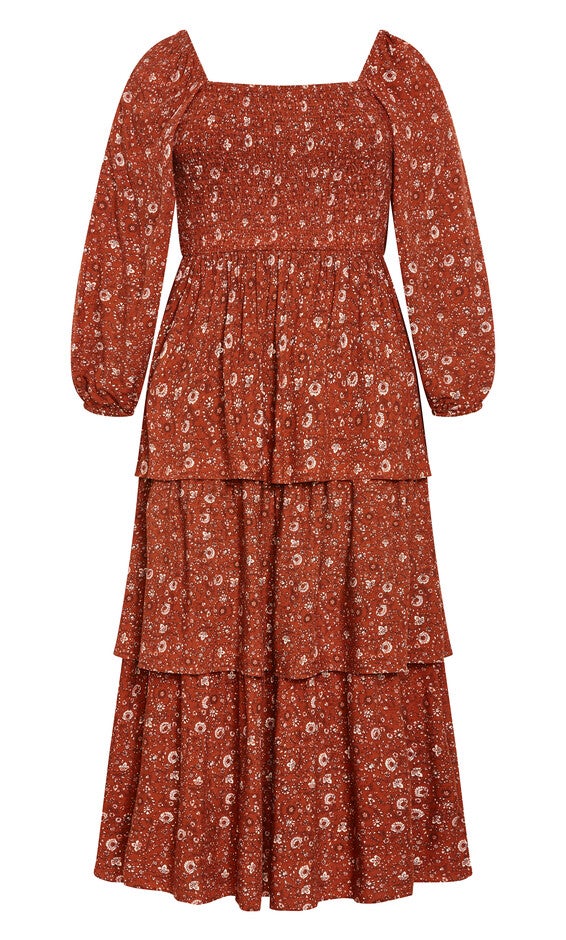 Dahlia Tiered Maxi Dress - spice, ORANGE, alternate image number null