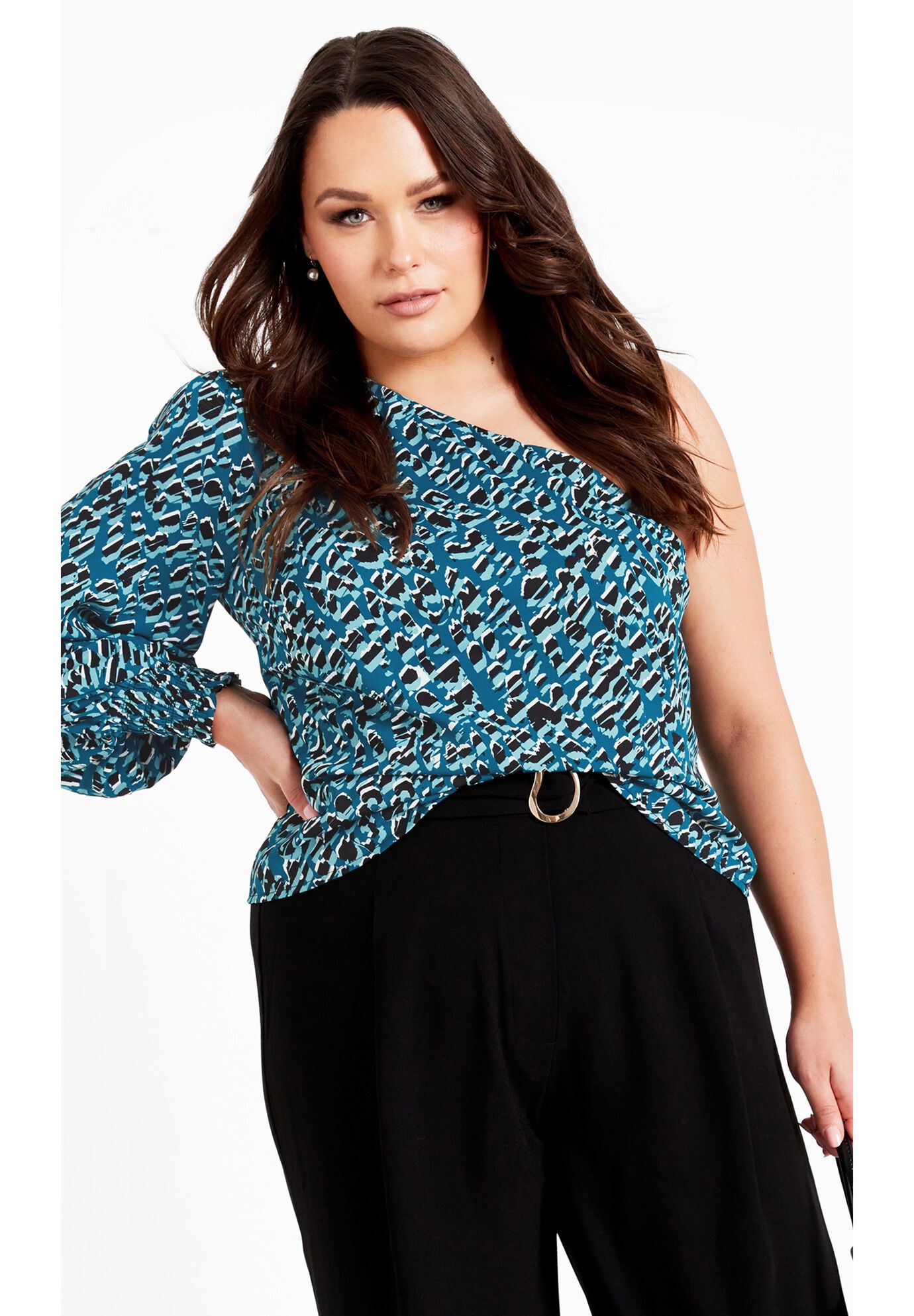 Eva One Shoulder Print Top, NOUVEAU, hi-res image number 0