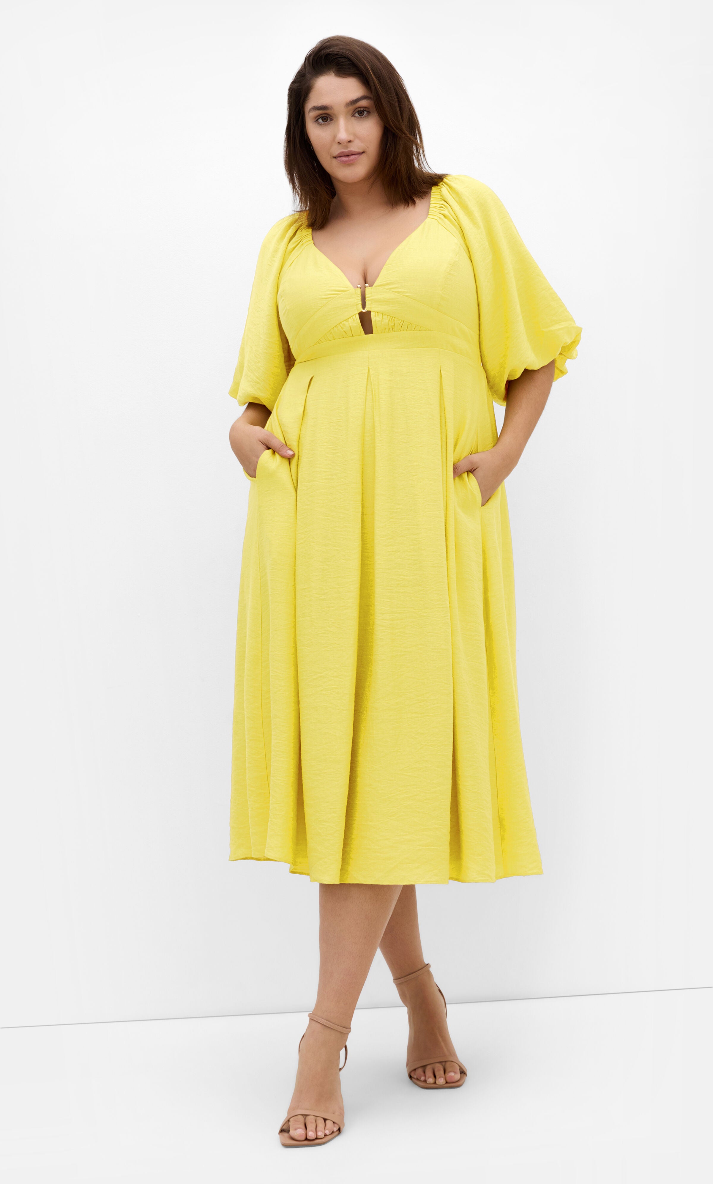 Shae V Neck Dress - lime, GREEN, hi-res image number 0