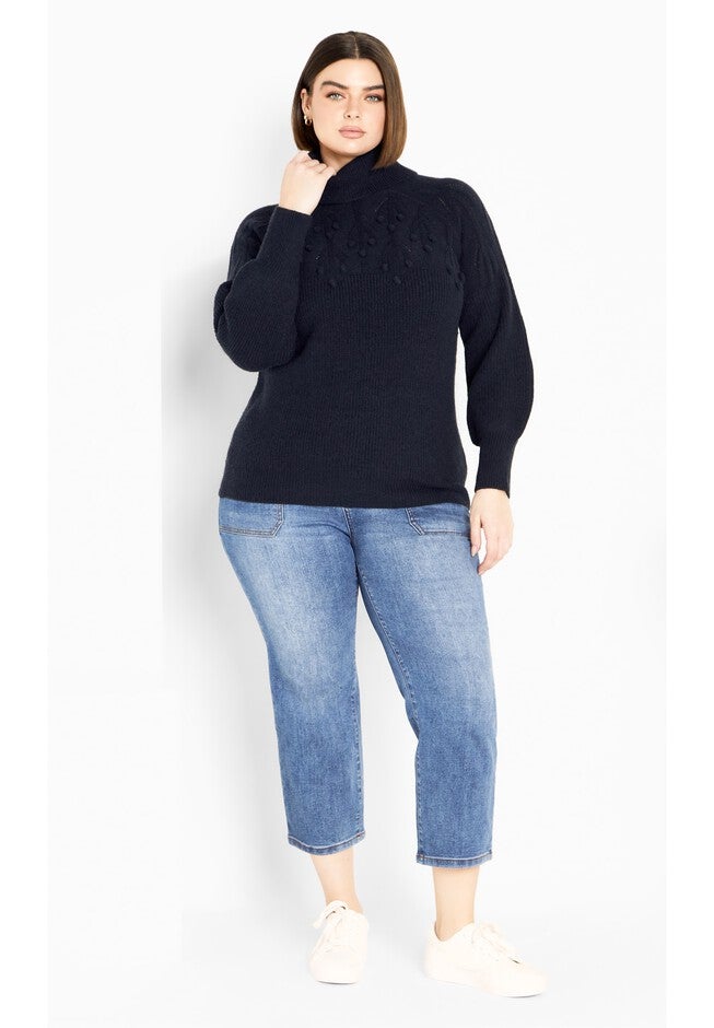 Elsa Pom Pom Sweater, NAVY, on-hover image number null