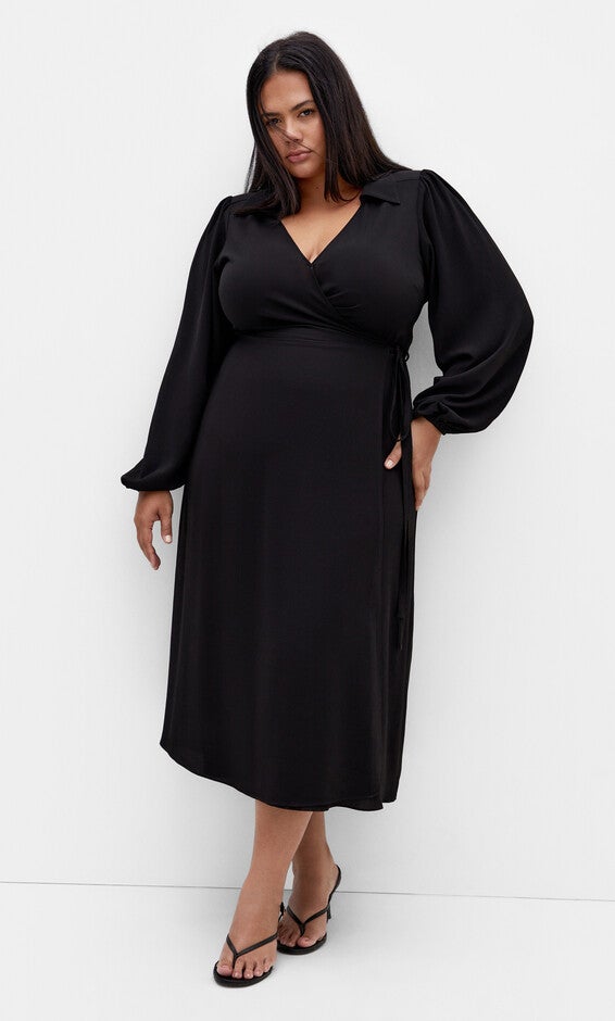 Arizona Wrap Dress - black, BLACK, alternate image number null